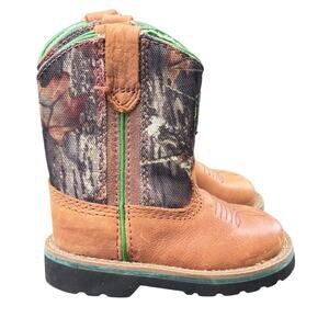 John Deere Johnny‎ Popper Western Cowboy Boots Infant Size 4 Camo Leather